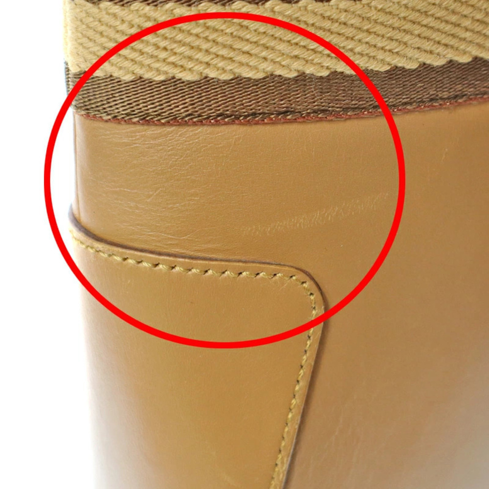 GUCCI Tote Bag Shoulder Handbag Leather Logo Camel Tan Brown Daily - Picture 6 of 11